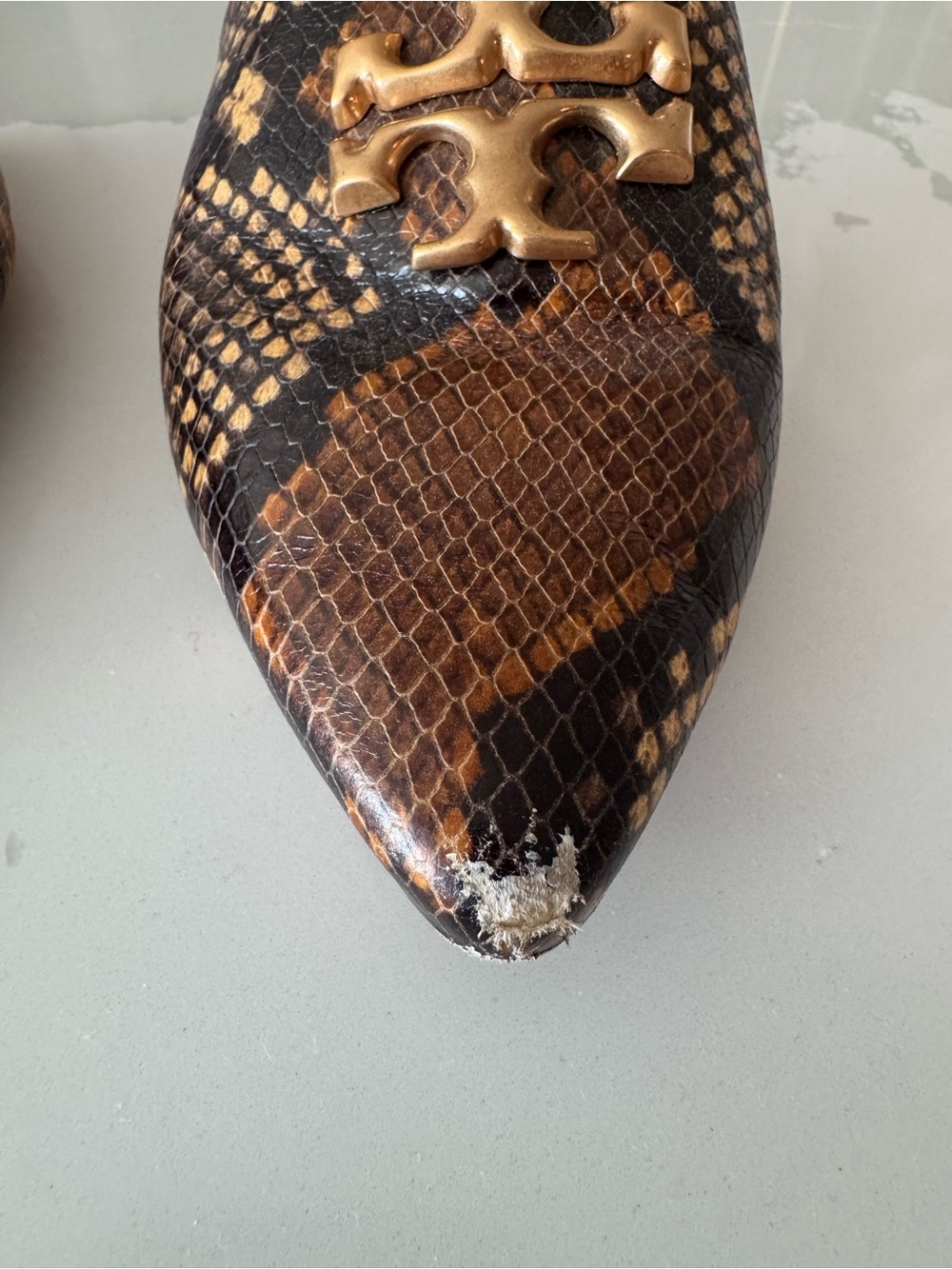 Tory Burch Brown Snakeskin Eleanor Mule Leather Slip-On | Size 7.5 - Picture 5 of 5